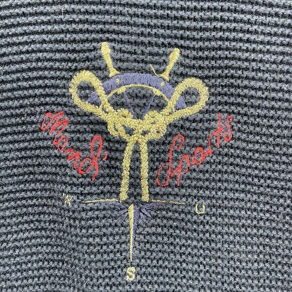Vintage Mondi Sports Sweater Navy W/emblem Sz 38 Large Mock Neck Classy Nautical - Picture 2 of 4